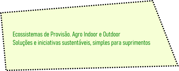 Ecossistemas de Provisão. Agro Indoor e Outdoor Soluções e iniciativas sustentáveis, simples para suprimentos